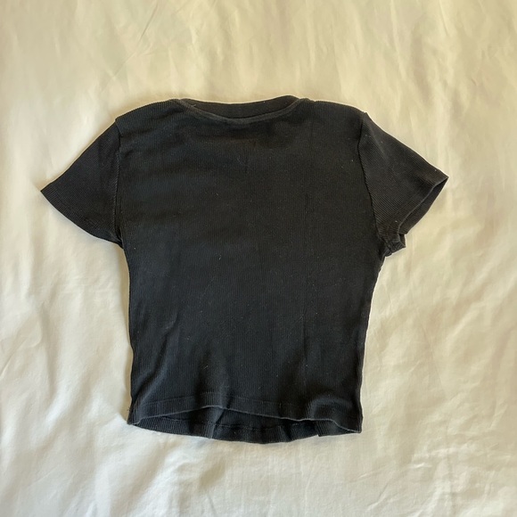 Black Ribbed T-Shirt - Picture 3 of 4
